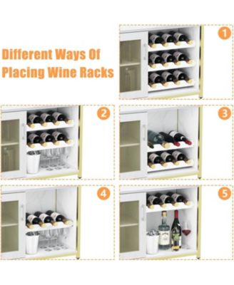 Wine Bar Cabinet with Drawer, Shelves, Glass Holder, and Mesh Door, Small Sideboard for Liquor and Glasses