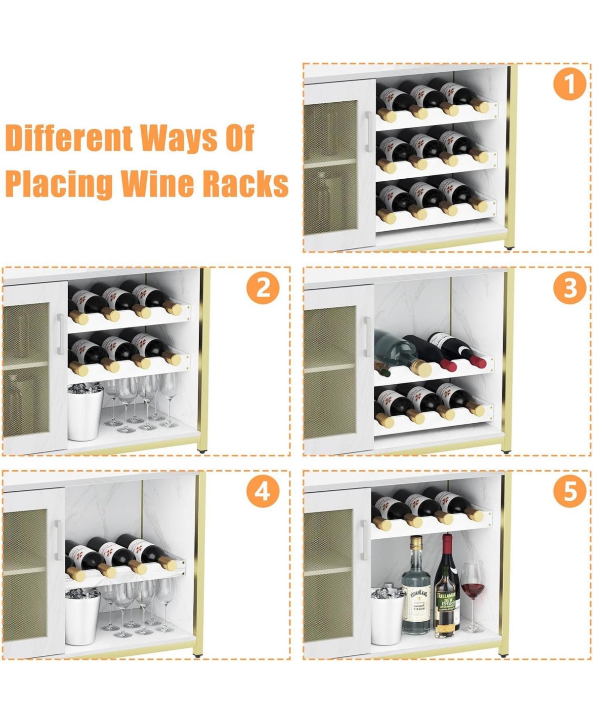 Gaomon Wine Bar Cabinet with Drawer, Shelves, Glass Holder, and Mesh Door