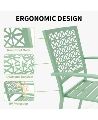 3-Piece Patio Bistro Set, Steel Outdoor Chairs and Table, Modern Small Patio Furniture Set