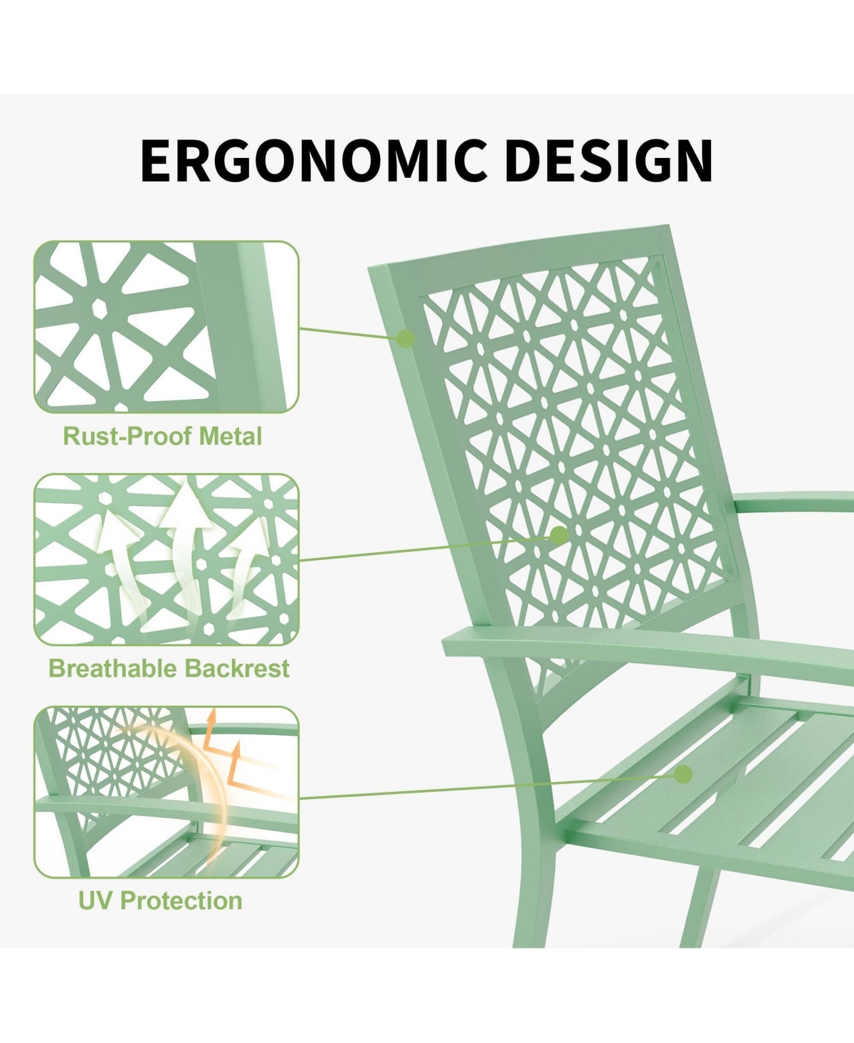 gaomon 3-Piece Patio Bistro Set, Steel Outdoor Chairs and Table, Modern Small Patio Furniture Set