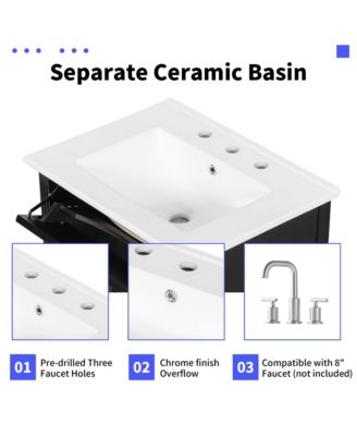 Freestanding Black Bathroom Vanity with Sink Flip Drawer and Adjustable Shelf