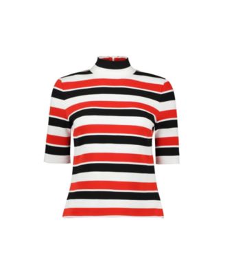 Women's Striped Mock-Neck Knit Top