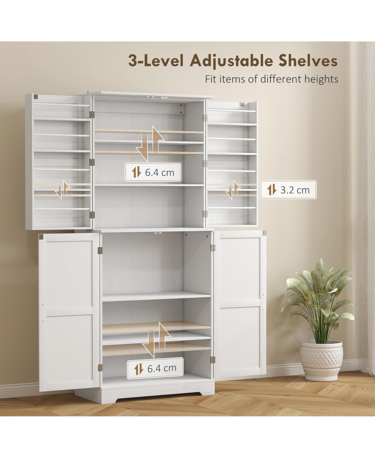 Homcom 72" Farmhouse Kitchen Pantry Cabinet, Tall Storage Cabinet,