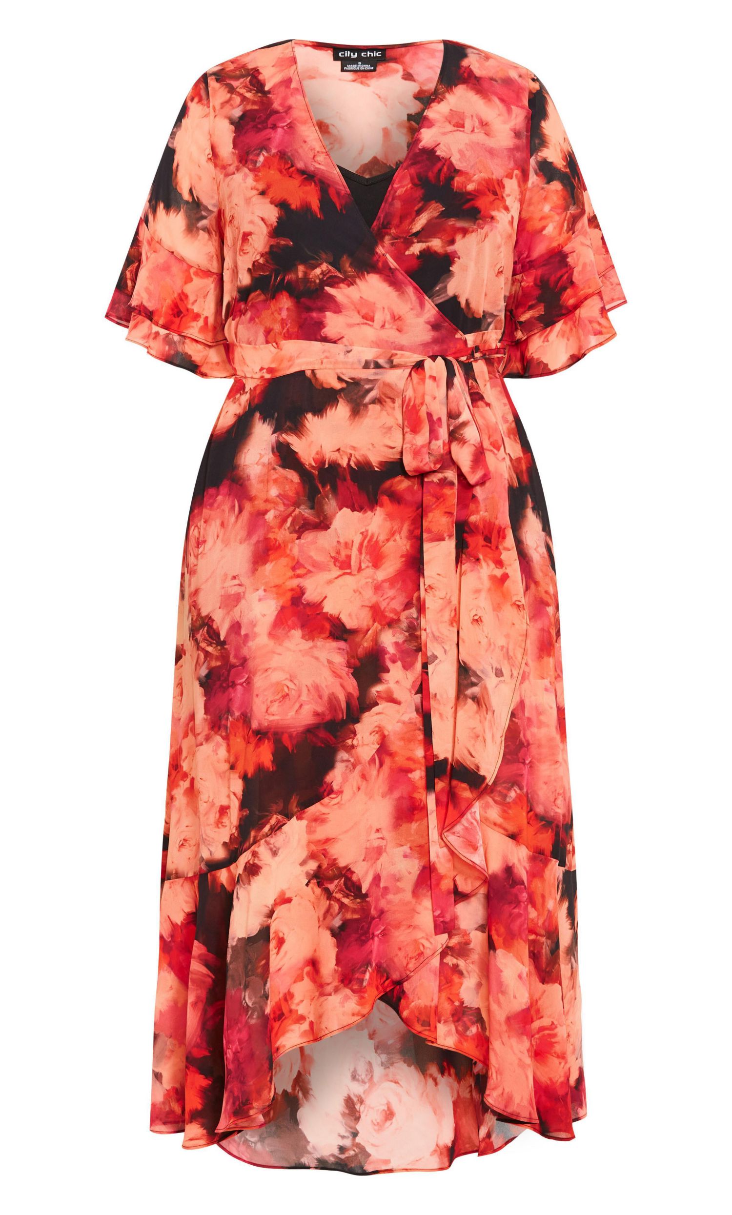 Plus Size Mischa Floral Wrap Ruffle Maxi Dress