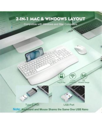 Wireless Keyboard & Mouse Combo – Full-size, cushioned palm rest