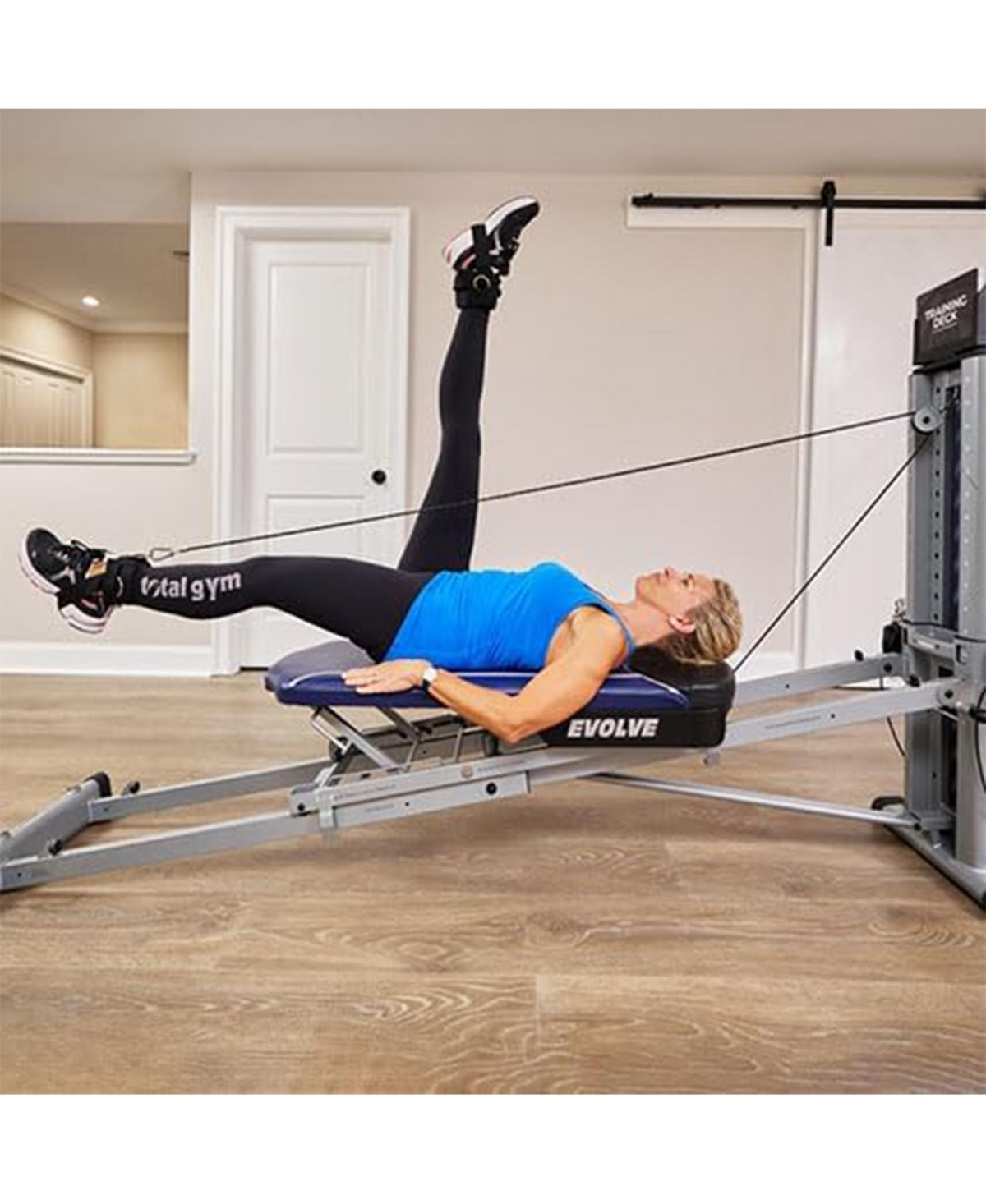 Total Gym Evolve Home Fitness Full Body Workout Exercise Equipment Machine, Blue