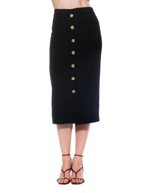 Женская юбка Alexia Admor Carla Front Button Down Midi, цвет: Чёрный