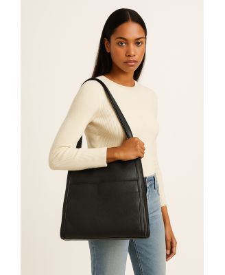 Pebbled Leather Work Tote, Everyday Pebble Leather Shoulder Bag