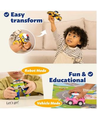 4-Pack 4" Transforming Robot (Poli, Roy, Amber, Helly) Rescue Team Playset | Early Educational & Role-Play Toys Gift for kids