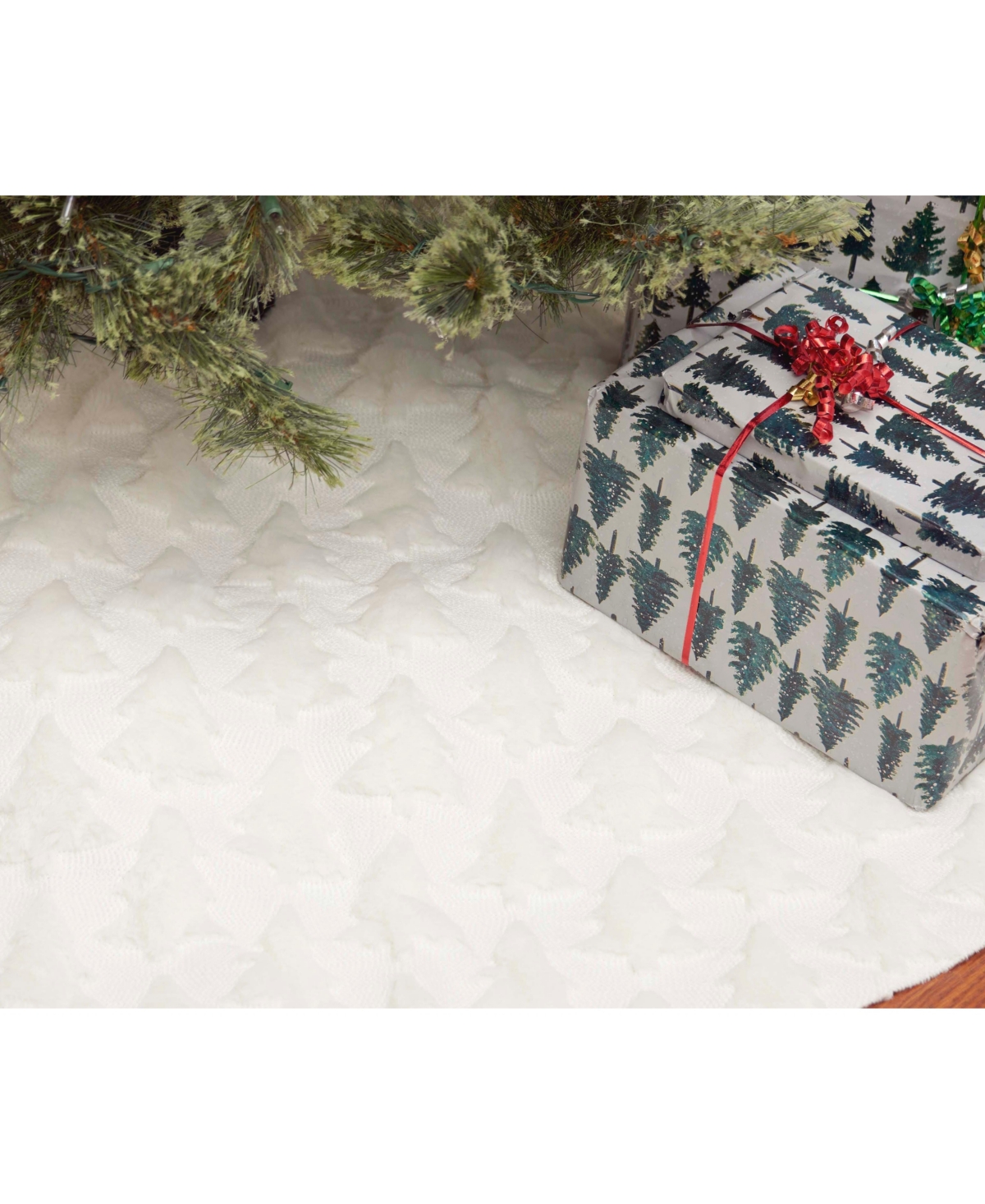 C&F Home Frosted Tree Pattern 100% Polyester Christmas Tree Skirt 54