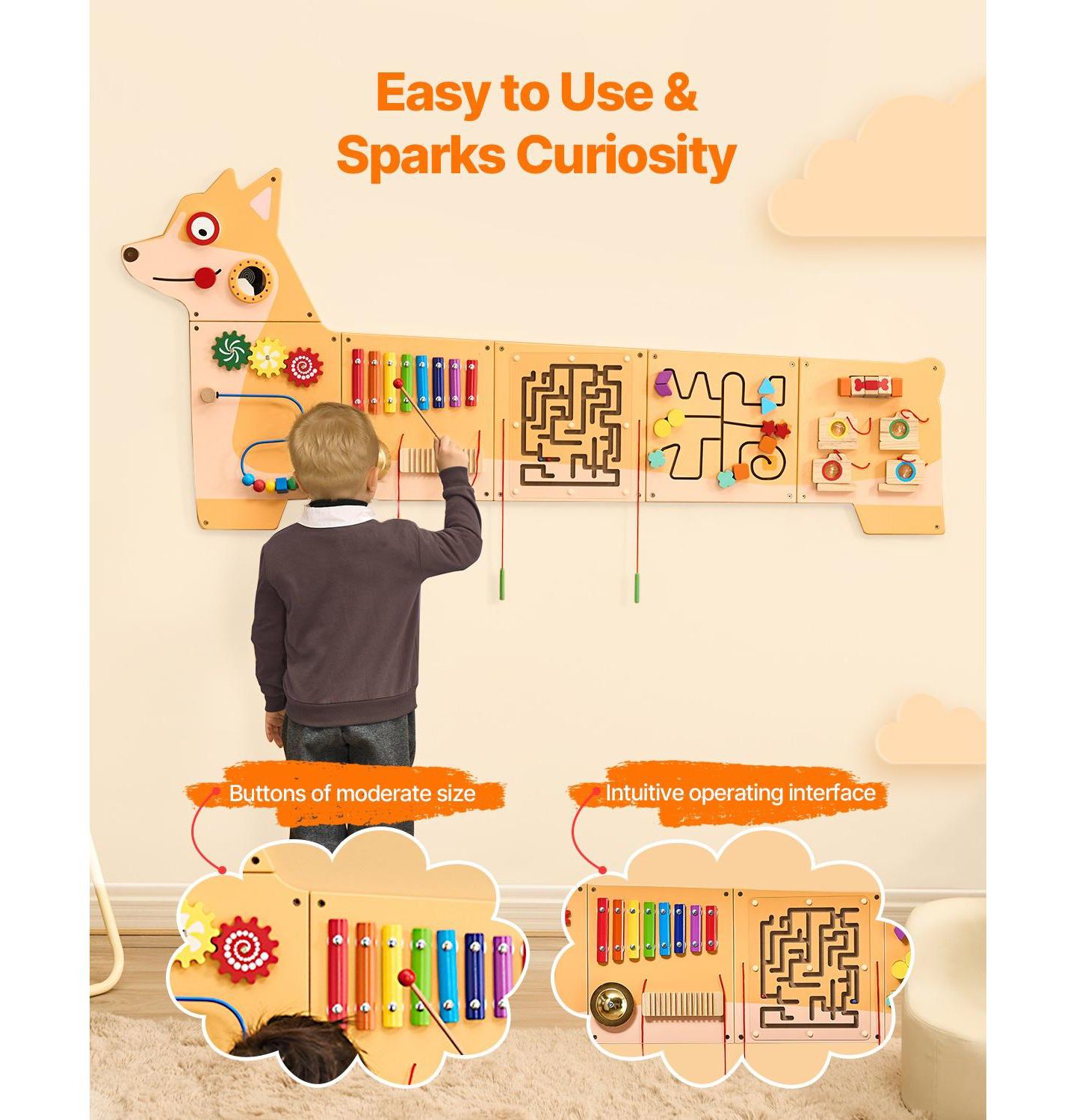 Детская игрушка SUGIFT Puppy Busy Board with 12 Montessori Learning Activities, цвет: Коричневый — фото 10