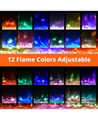 60" In-Wall Electric Fireplace, 12 Flame Colors, 900/1800W Heater, Timer, Adjustable Brightness, Log & Crystals