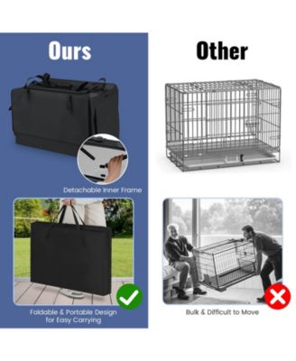 Folding Soft Dog Crate Foldable Pet Carrying Bag w/ 2 Openings & Window Soft Mat