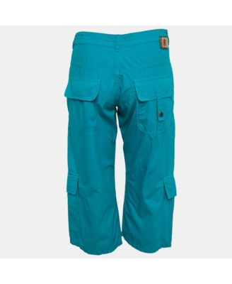 Women's Blue Cotton Cargo Bermuda Shorts