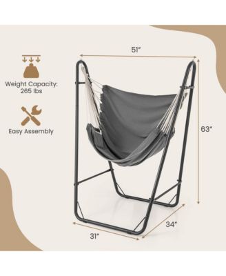 Heavy-duty Hammock Chair with Stand Metal Frame Storage Pocket Quality Fabric