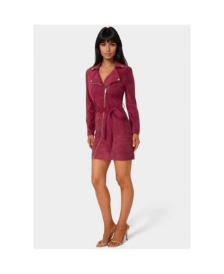 Women's Faux Suede Moto Dress