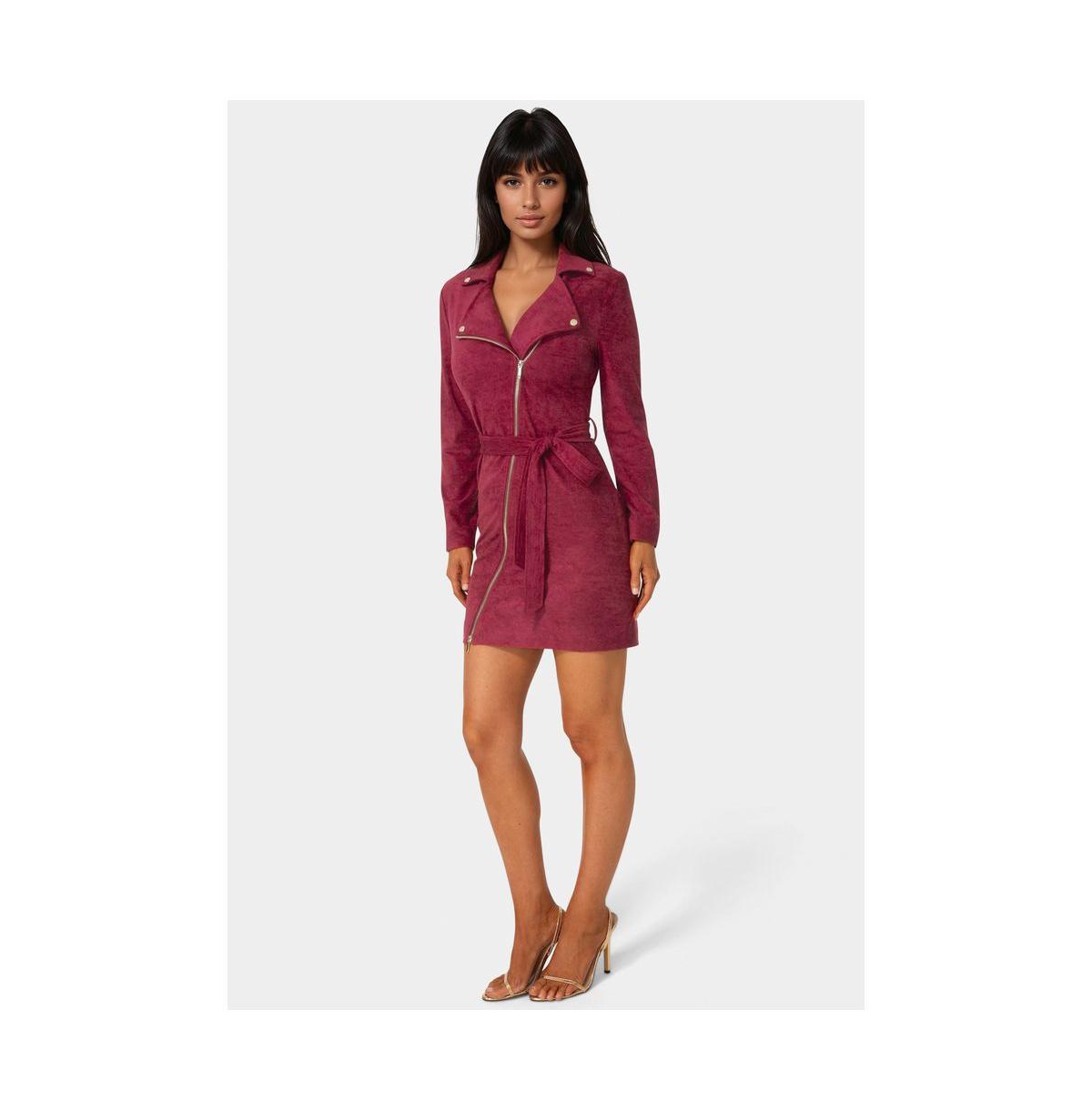 Bebe Women's Faux Suede Moto Dress