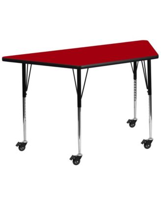 Mobile 29X57 Trapezoid Laminate Adjustable Activity Table