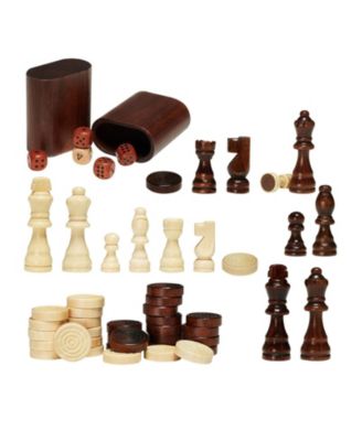 3-in-1 Chess Checkers Backgammon Table Set 18" Wooden Game Table