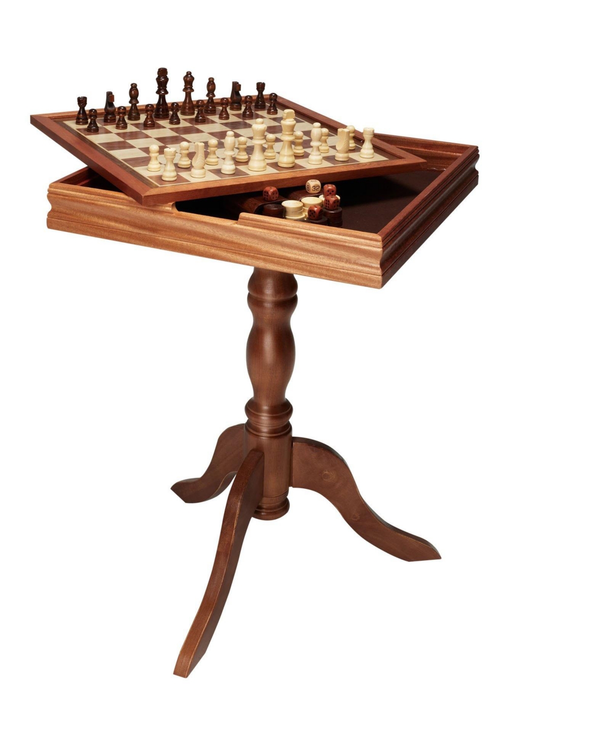 Sugift 3-in-1 Chess Checkers Backgammon Table Set 18" Wooden Game Table