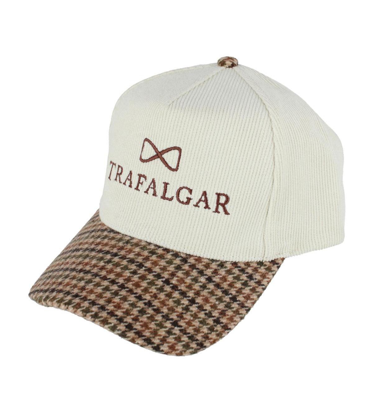 Trafalgar Men's 's 5 Panel Corduroy Baseball Hat with Plaid Brim