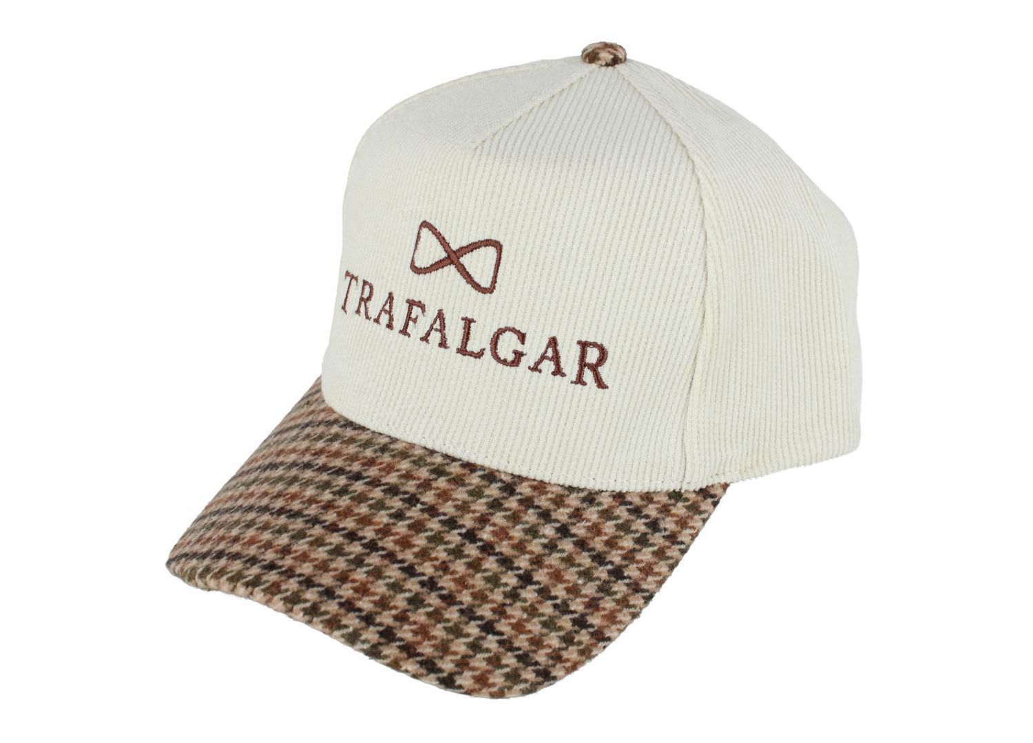 Men's 's 5 Panel Corduroy Baseball Hat with Plaid Brim