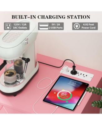 63'' Wooden Modern Chest 9 Drawer Dresser, Dresser with Power Outlet