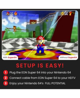 EON Super 64 HD Adapter Plug and Play HDMI Converter Video Enhancer for Nintendo 64 Console