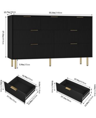 7 Drawer Fluted Dresser for Bedroom, Chest with Gold Handle, Modern Storage Organizer for Closet, Hallway