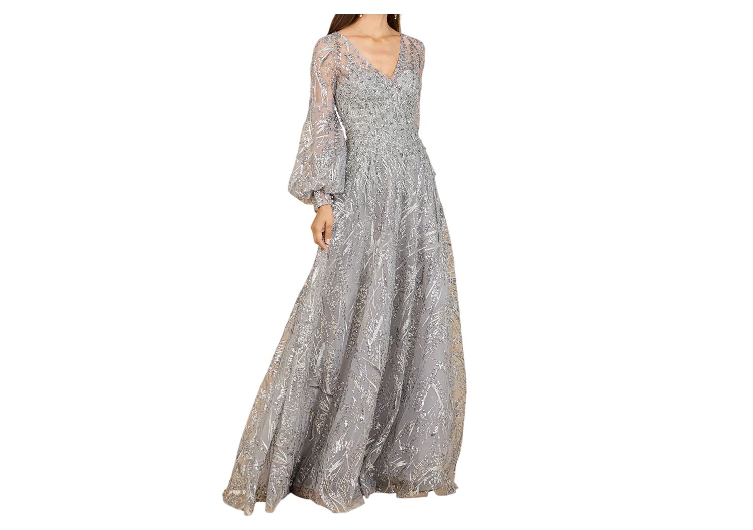 Women's V Neckline Long Sleeve Gown