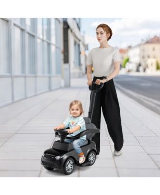3-in-1 Push Car with Removable Handle, Guardrail, and Storage for Toddlers 18–36 Months - Black