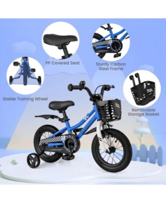 Kids 12 Inch Training Bike with Dual Brakes Adjustable Seat and Basket for Ages 3 to 4
