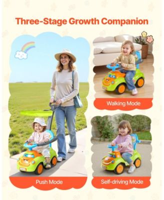 Ride On Push Car, Toddler Push Car 19–36 Months with Guardrails, Handle & Storage, 55 lbs Load, Foot-to-Floor Walker, Green