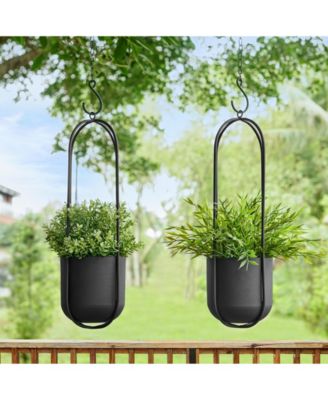 Walter 2-Piece Oval Hanging Planter Set with Chain Hanging Option