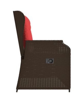 Reclining Patio Bench Brown PE rattan 2-seater Removable Covers