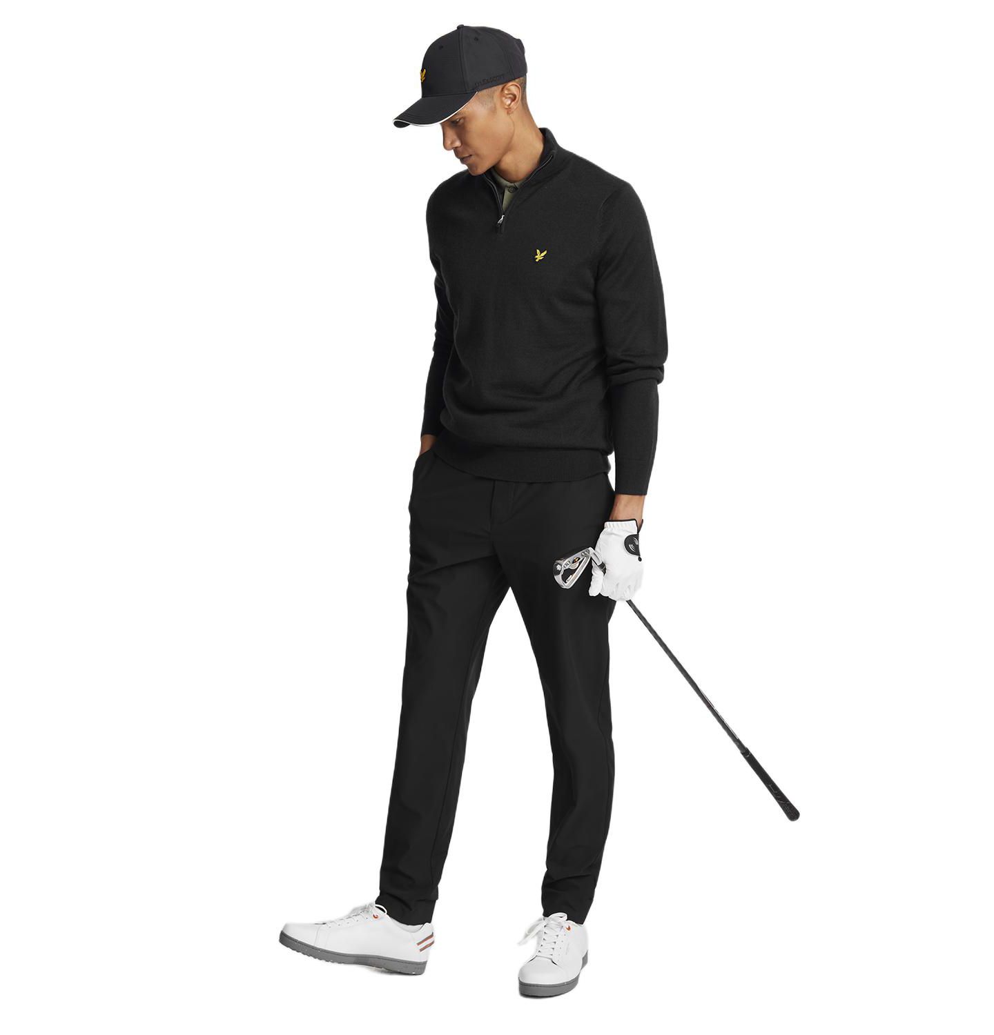 Мужской свитер Lyle & Scott Golf Quarter Zip Merino, цвет: Угольно-чёрный — фото 2