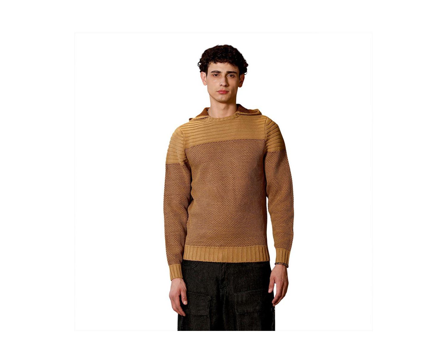 Men's Men's Hive-Jacquard Knit Hooded Sweater