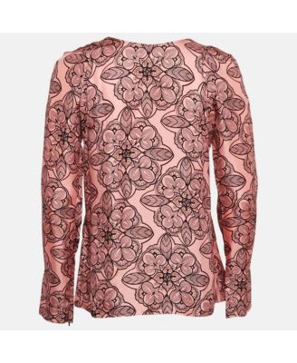Women's Pink Printed Silk Full Sleeve Top