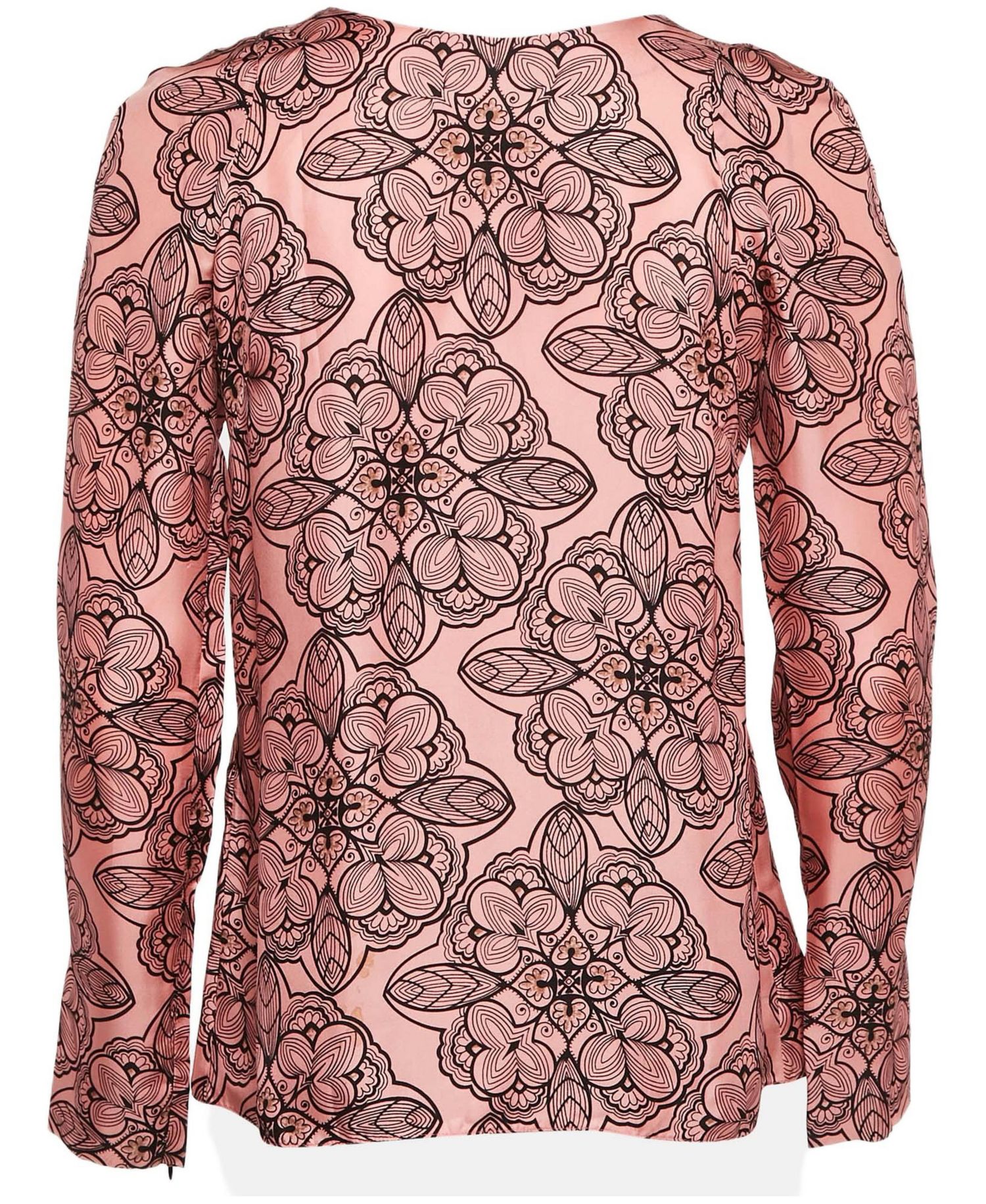 Women's Pink Printed Silk Full Sleeve Top