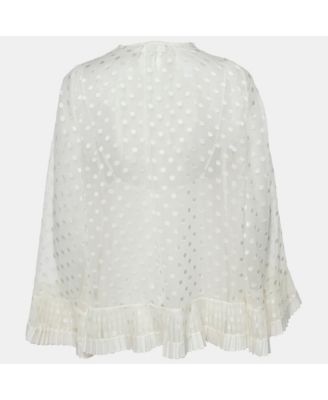 Women's Dotted Crepe Fil Coupe Pleat Detail Top