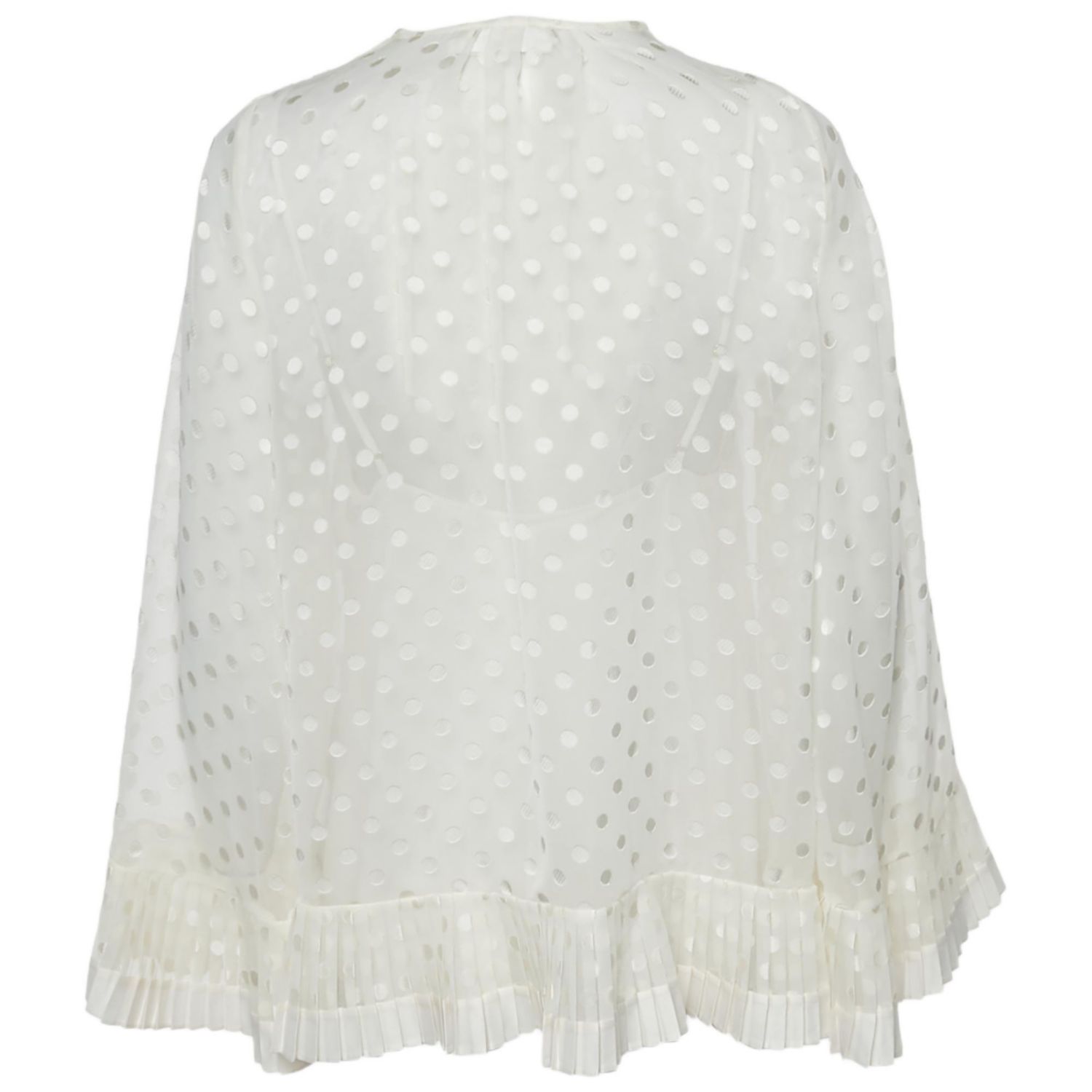 Women's Dotted Crepe Fil Coupe Pleat Detail Top