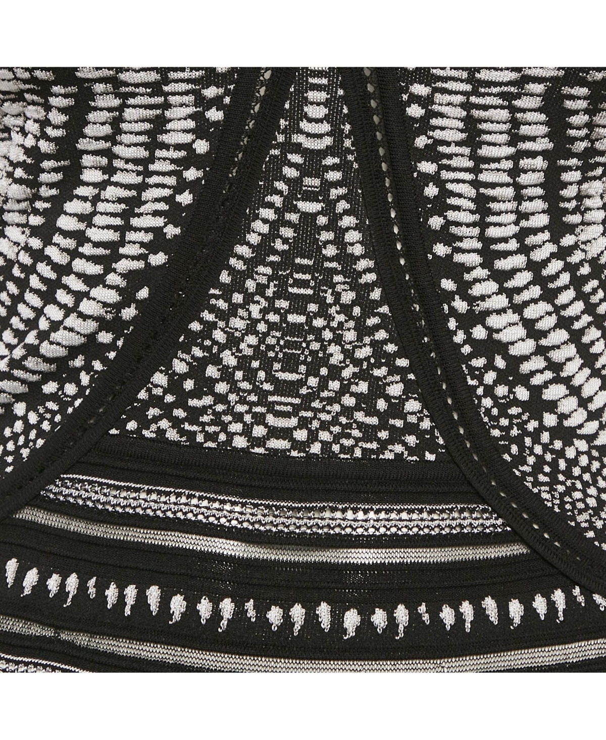 Pre-Owned Roberto Cavalli Women's Monochrome Patterned Jacquard Stretch Knit Top