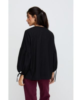 Women's Anai Half Placket Embroidered Blouse