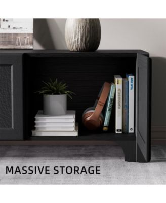 70-Inch Modern TV Stands Wood Media Console with Leather-Wrapped Door Panels for Living Room & Bedroom