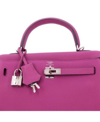 Pre-Owned HERMES Kelly 25 Handbag Pink Togo with Palladium Hardware