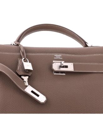 Pre-Owned HERMES Kelly 40 Handbag Grey Togo with Palladium Hardware