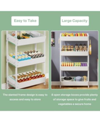 Wood Fruit and Vegetable Basket Stand Rack for Kitchen