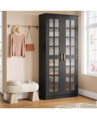 71-Inch Tall Shoe Cabinet with Doors, 8-Tier Shoe Storage Cabinet with Adjustable Shelves, Modern Shoe Organizer Shoe Rack Cabinet