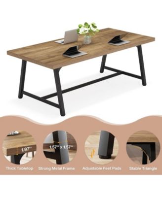 Dining Table for 8 People, 70.87-inch Rectangular Wood Kitchen Table with Strong Metal Frame