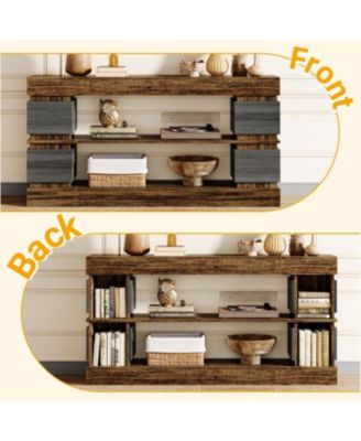 63" Farmhouse Console Table, 3-Tier Entryway Table with Storage, Long Wooden Behind Couch Stand